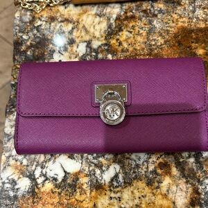 Michael Kors Magenta Wallet with Silver Accents